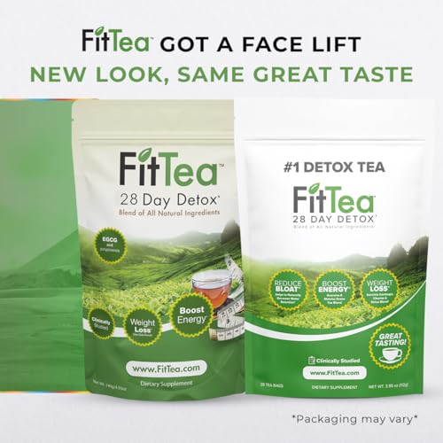 FitTea - Chá Detox Original Fit Tea 28 Dias para Perda de Peso e Gordura Abdominal – Chá Emagrecedor e Desintoxicante Clinicamente Testado para Mulheres e Homens – Chá Slim Detox Bebida