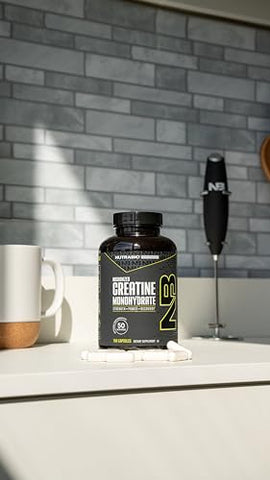 Cápsulas de Monohidrato de Creatina Micronizada, Pílulas de Monohidrato de Creatina, Kosher, Suplementos de Creatina Suportam Energia Muscular, Força e Crescimento para Homens e Mulheres - NutraBio