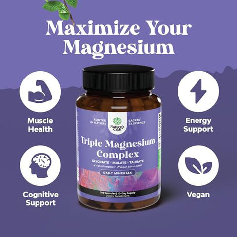 Natures Craft - Complexo de Magnésio Triplo Elemental – Magnésio Taurato de Alta Absorção – 100g