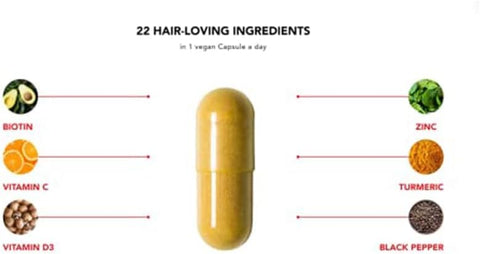 Vitaminas Veganas para Cabelos para Crescimento Rápido | Cápsulas de Biotina Natural para Apoiar Cabelos, Pele e Unhas Saudáveis | Pode Reduzir a Queda - HAIRtamin