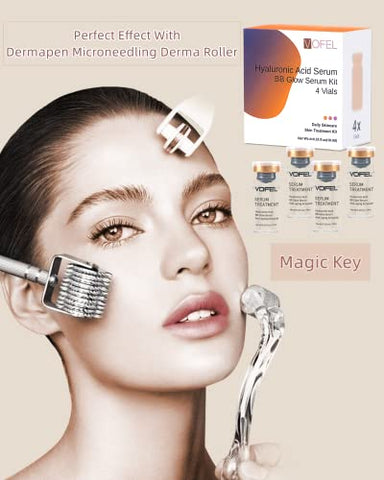 VOFEL - Kit Inicial BB Glow com 4 Ampolas de Soro de Ácido Hialurônico para Microneedling – 0,35 oz (10g)