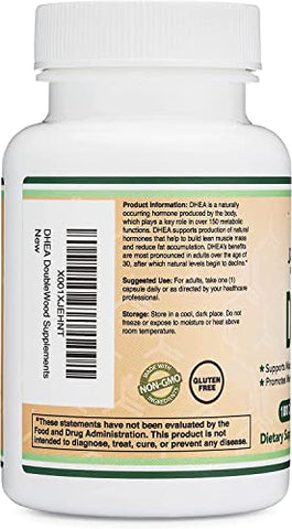 Double Wood Supplements - DHEA 100mg | 180 Cápsulas | Força Máxima 6 Meses | Testado por Terceiros | Equilíbrio Hormonal
