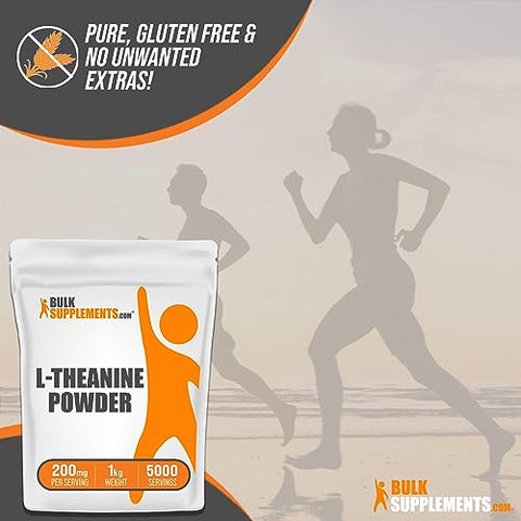 com L-Theanine em Pó – Suplemento de L-Theanine 200mg – Aminoácido Puro – 200g - BulkSupplements