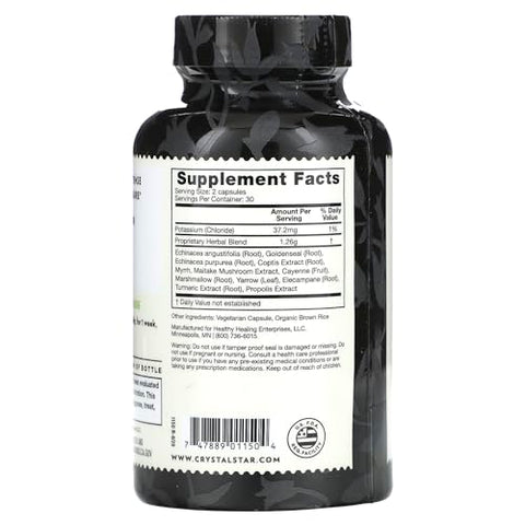 Suplemento de Suporte Imunológico (60 Cápsulas) – Reforço Imunológico Herbal para uma Defesa Multissistêmica Proativa – Equinácea, Raiz-dourada, Mil-folhas - Crystal Star