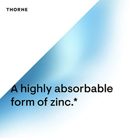 THORNE - Thorne Zinc Picolinate 30 mg – Suplemento de Zinco de Alta Absorção para Crescimento e Função Imunológica – 60 Cápsulas