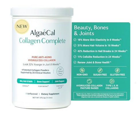 Hydrolyzed Collagen Complete – Pó de Colágeno Anti-Envelhecimento com Colágeno Beauty Clinicamente Comprovado, Fórmula Patenteada Verisol, Fortibone – 100g - ALGAECAL