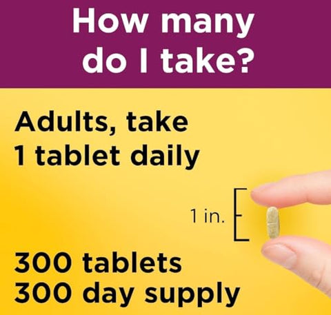 Multivitamínico Para Homens Sem Ferro, Suplemento Diário de Vitaminas para Apoio Nutricional, Multivitamínico para Homens, 300 Comprimidos, Suprimento de 300 Dias - Nature Made