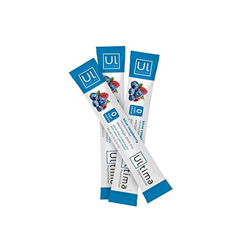 Bebida Hidratante de Eletrólitos, Sabor Framboesa Azul, 20 Sachês – Sem Açúcar, 0 Calorias, 0 Carboidratos – Sem Glúten, Keto, Não-OGM, Vegano, com - Ultima Replenisher