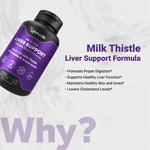 Silymarin Leite de Cardo 1300mg Enriquecido com Complexo B – Saúde do Fígado - Naturalis
