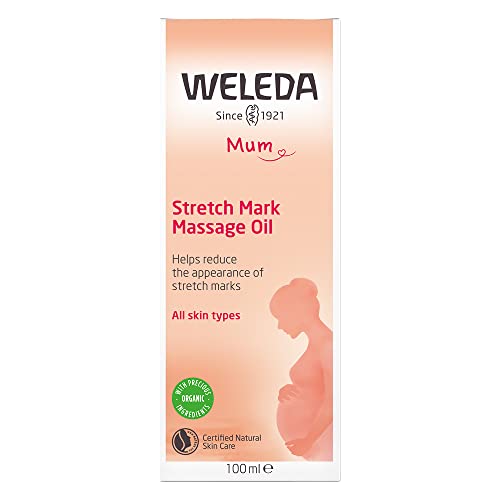 Óleo de Massagem para Estrias na Gravidez Weleda, 100ml, Rico em Óleos de Amêndoas Doces, Jojoba e Arnica, com Vitamina E