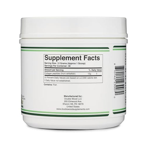 Pó de Colágeno Marinho (454g / 16oz de Peptídeos de Colágeno Marinho de Dissolução Rápida) Selvagem, Sem Sabor, Micronizado – Inclui Medidor, Sem Aditivos (38…) - Double Wood Supplements