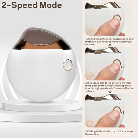 Loqumloi - Cortador de Unhas Elétrico Recarregável por USB, Automático com 2 Velocidades, Adequado para Bebês, Adultos e Idosos, Função de Armazenamento de Unhas