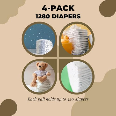 5-Star - Recarga Redonda 5 Estrelas | Armazena até 1280 Fraldas para Recém-Nascidos | Filme Contínuo sem Fragrância | Compatível com Potes Diaper Complete, Expressions e Genie | Pacote com 4 Unidades