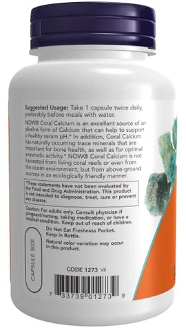 NOW Foods - NOW Cálcio de Coral 1000mg, 100 Cápsulas (Pacote com 2) – Saúde Óssea e Mineralização