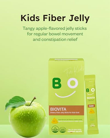 BIOVITA - Kids Fiber Jelly (20 Sticks) – 100%% Fibra Solúvel à Base de Plantas 4.200mg, Facilita o Trânsito Intestinal