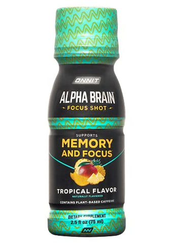 ONNIT - Onnit Alpha BRAIN Energy Shot – Bebida Energética para Foco, Energia, Humor e Redução do Estresse – Sabor Tropical (75 ml, 6 un)