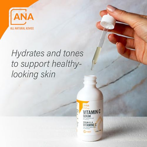 All Natural Advice - Soro de Vitamina C para o Rosto, 60ml / 2oz com 20%% de Vitamina C, Ácido Hialurônico, Aloe, MSM, Vitamina E |