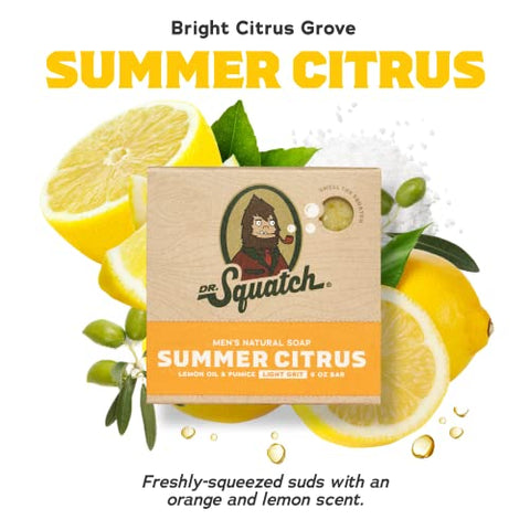 Sabonete Natural Dr. Squatch para Homens – Sabonete em Barra Hidratante Feito com Óleos Naturais – Processo a Frio sem Produtos Químicos Agressivos – Sabonete Esfoliante – Citrus de Verão, Brisa de Bétula