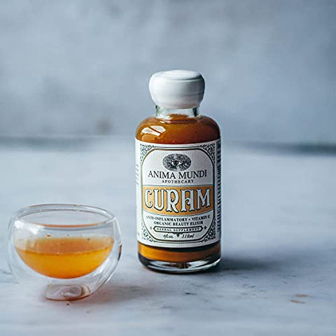 Anima Mundi Apothecary - Anima Mundi Curam Elixir de Beleza Orgânico – Tintura Líquida de Cúrcuma – Tintura Herbal Líquida Adaptogênica com Extrato de Raiz de Cúrcuma Orgânica – Adicione ao Chá, Café, Smoothies – Marca Anima Mundi