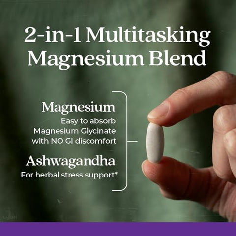 New Chapter - Novo Capítulo Magnésio Ashwagandha, 325 mg com Magnésio Glicinato, Absorção 2.5x, Recuperação Muscular, Coração