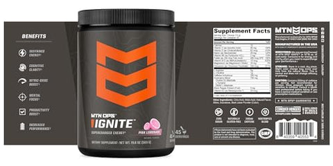 Ignite Pink Lemonade – Energético em Pó Supercharged 45 Porções (Tub) - MTN OPS