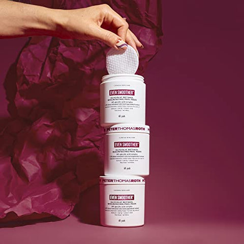 Pads de Peeling de Rosto com Ácido Glicólico e Retinol | Para Textura e Tom Desigual, 60 un - Peter Thomas Roth