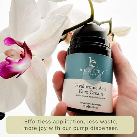 Beauty by Earth - Hidratante Facial com Ácido Hialurônico – Orgânico, Fabricado nos EUA (30ml)