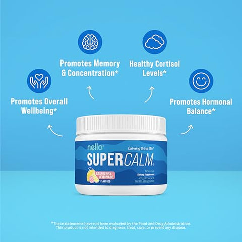 Supercalm Drink Mix – Ashwagandha KSM 66, Magnésio Glicinato, L-Teanina, Vitamina D3 – Extrato de Raiz de Ashwagandha, Magnésio - Nello