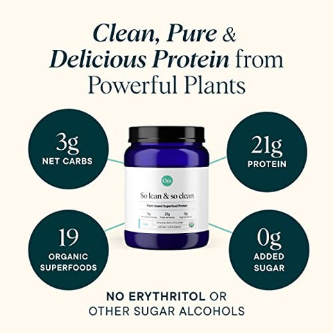 Proteína em Pó – 21g Superfood à Base de Plantas para Mulheres e Homens – Sabor Baunilha 20 Porções, Fonte Limpa, Testado por Terceiros, Sem Glúten - Ora Organic