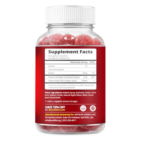 Gomas de Vinagre de Maçã – Gomas de ACV sem Açúcar Detox | BeLive – 100g - BeLive