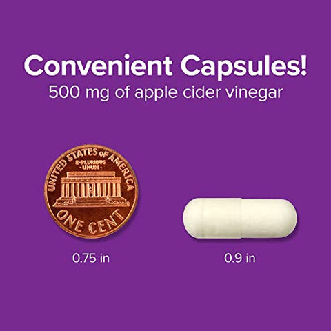 Cápsulas de Vinagre de Maçã com A Mãe, 1.500 mg por Porção, Alta Potência, 240 Cápsulas, Suporte Natural à Digestão, Não-OGM, Sem Glúten, Laticínios - Webber Naturals