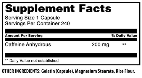 Amazing Nutrition - Amazing Formulas Cápsulas de Cafeína | 200 mg | 240 Unidades | Não-OGM | Sem Glúten | Fabricado nos EUA