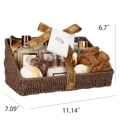 LILY ROY - Conjunto de Presente Spa de Banho 17 peças para Mulheres – Cesta de Presentes de Banho e Corpo para o Dia dos Pais e das Mães – Conjunto de Presente de Spa para Homens para o Natal – Presentes de Aniversário – Cuidados com a Pele – Banho Spa