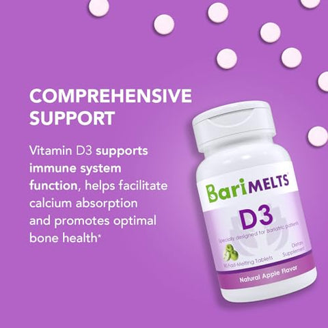 Vitamina D3 5000 UI – Suprimento de 3 Meses (90 Comprimidos de Dissolução Rápida) – Vitaminas Pós-Operatórias para Bariátrica - BariMelts