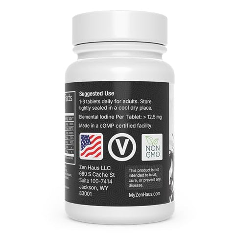 Suplemento de Iodo 12.5 mg com Selênio (como Selenometionina) e Mais – 200 Comprimidos – Suporte Imunológico e da Tireoide – Comprimidos de Iodo de Alta Potência – Comparável ao Lugol’s - Zen Haus