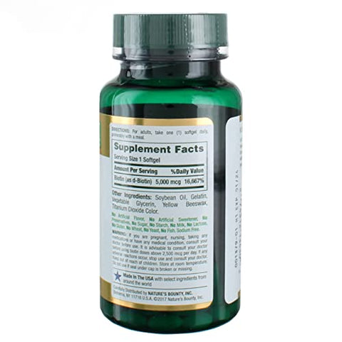 Nature's Bounty - Nature’s Bounty Biotina 5000 mcg Cápsulas Líquidas 72 un (Pacote com 5) – Comprar Online | Nature’s Bounty