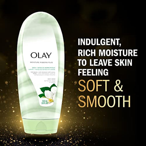 Body Wash Hidratante com Fitas de Shea e Notas de Pétalas de Jasmim, 532 ml, Pack com 4 unidades - Olay
