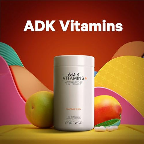 ADK – Vitamina A Essencial, Vitamina D3 5000 UI, Vitamina K1 – 60 cápsulas - Codeage