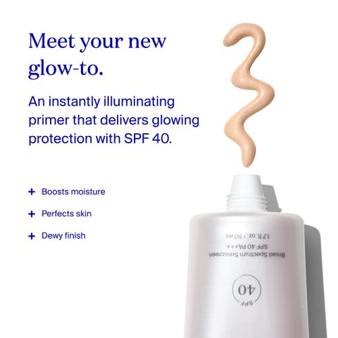 Glowscreen (FPS 40) – 15 ml – Primer Iluminador Protetor Solar de Amplo Espectro – Adiciona Brilho Instantâneo – Ajuda a Filtrar a Luz Azul – Aumenta a Hidratação com Ácido Hialurônico - Supergoop!