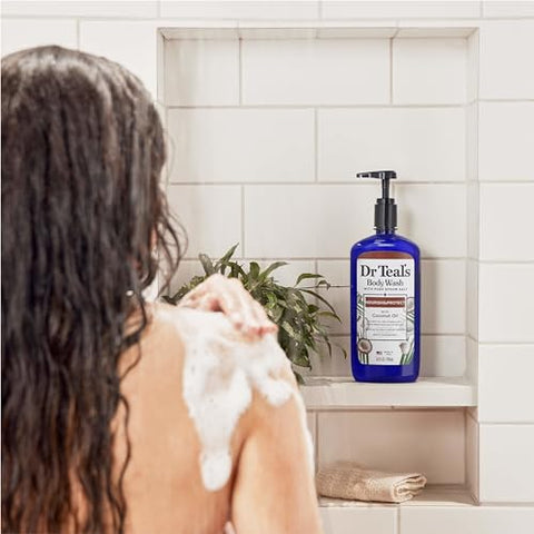 Dr Teal's - Dr Teal’s Body Wash com Sal de Epsom Puro e Óleo de Coco, 710 ml (Pack com 4) – Embalagem pode variar