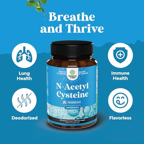 Natures Craft - N-Acetyl Cysteine 600mg – Cápsulas Veganas de Alta Absorção NAC 600 mg – Precursor de Glutationa para Limpeza e Desintoxicação do Fígado