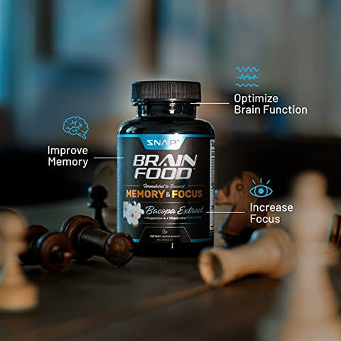 Brain Booster – Suplemento Nootrópico para Memória e Foco | 60 Cápsulas | Aumente sua Concentração e Desempenho Cognitivo - Snap Supplements