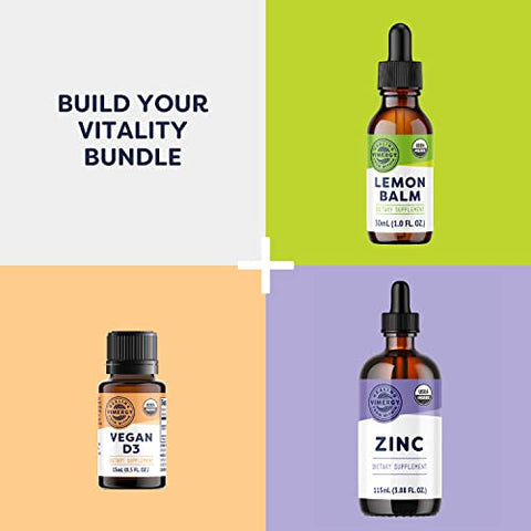 B12 Orgânico USDA, 30 Porções – Vitamina Líquida B-12 Livre de Álcool – Suporta Energia Cerebral, Sistema Nervoso, Cognição, Memória – Sem Glúten, Não-OGM, Vegano - Vimergy