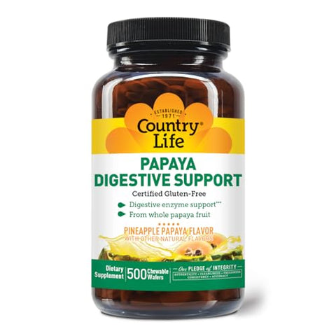 Enzimas de Mamão Mastigáveis para Suporte à Digestão – Abacaxi Natural | 60 comprimidos - Country Life