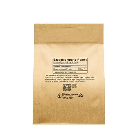 PURE ORIGINAL INGREDIENTS - Hialurônico Puro em Pó Fino (4g) – Ingredientes Originais e Solúveis em Água