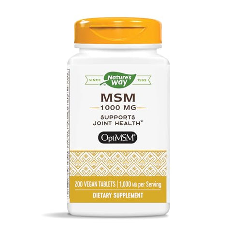 Nature's Way - Nature’s Way MSM 1000 mg – Suplemento para Saúde das Articulações – Com Metilsulfonilmetano – Livre de Glúten – 60 Cápsulas