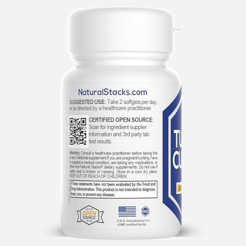 NATURAL STACKS - Curcumina de Cúrcuma – 185x Mais Bioabsorvível – Suporte para Articulações, Coração e Função Cerebral, Imunidade – 100mg Óleo de Coco Orgânico para Absorção Rápida – 60 Cápsulas
