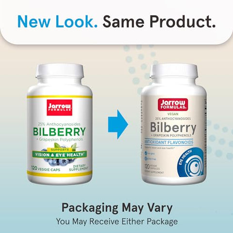 Cápsulas de Mirtilo com Polifenóis da Casca de Uva, Saúde Visual e Ocular, 60 Cápsulas Vegetarianas, Até 30 Dias de Suprimento - Jarrow Formulas