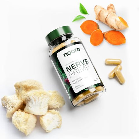 Nerve Prime – Ácido R-Alpha Lipoico, Cogumelo do Leão e Curcumina, Suporte ao Bem-Estar, Função Cognitiva, Proteção Antioxidante, Suprimento de 30 Dias - nooro