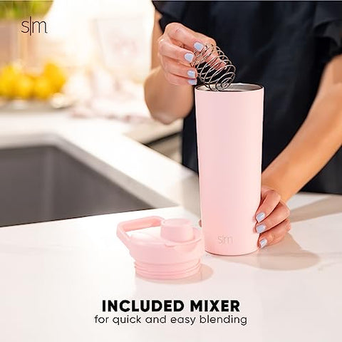 Garrafa Agitadora de Aço Inoxidável Simple Modern 24oz | Copo Isolado de Metal para Misturas de Proteína, Shakes e Pré-Treino | Coleção Rally | Olive Grove